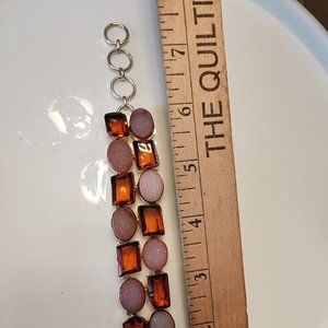 ELBAITE (TOURMALINE) AND DRUZY STERLING BRACELET